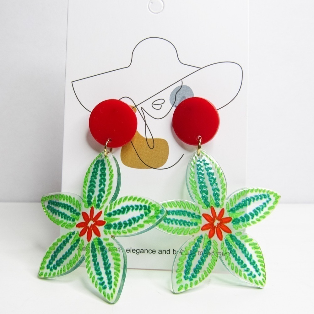 Tropical Leaf Dangle Colorful Vacation Earrings - Cruise, Beach, Travel